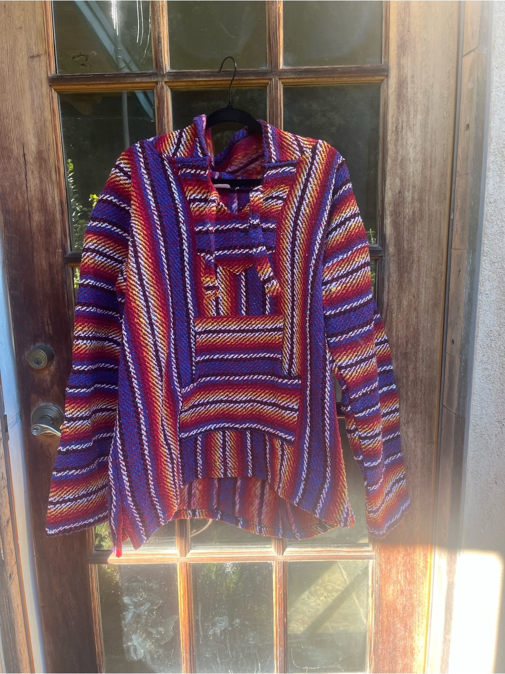 Striped Baja Hoodie Poncho